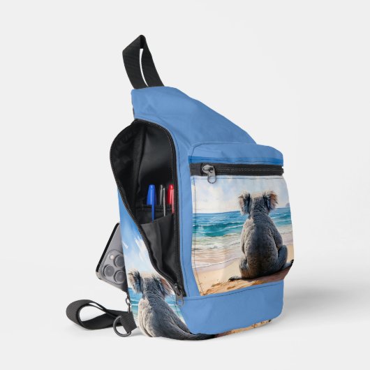 Sac À Bandoulière Koala regarde l'océan (Ouvrir)