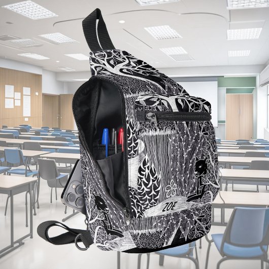 Sac À Bandoulière Léopard noir dans la jungle, dessiné à la main, co