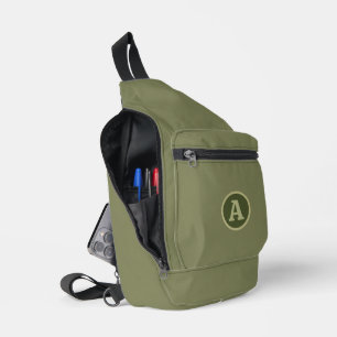 Sac À Bandoulière Lettre personnalisée vert armée uni tendance.