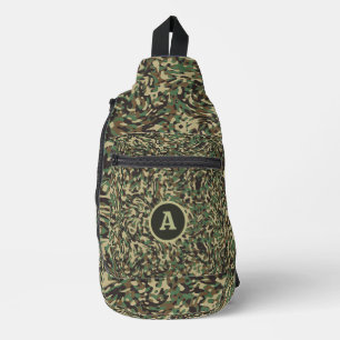 Sac À Bandoulière LETTRE PERSONNALISÉE VERTE Camouflage tendance