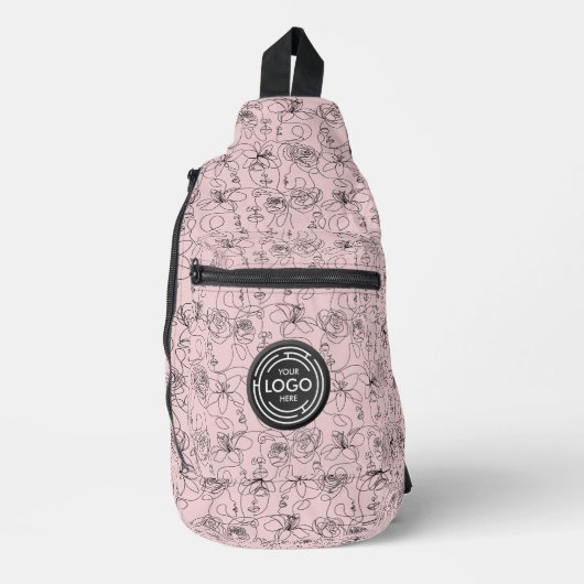 Sac À Bandoulière Logo sur Fleurs et Visages roses (Recto)