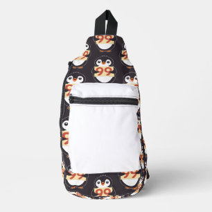 Sac À Bandoulière Manchot de dessin animé tenant le numéro 99