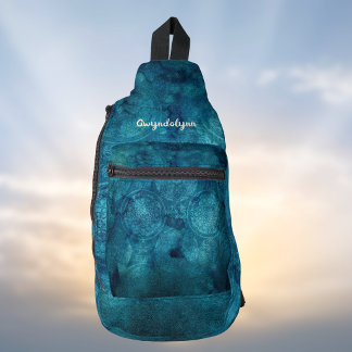 Sac À Bandoulière Mandala Bohème Fil Marbré Bleu Vert Monogramme