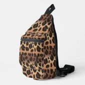 Sac à bandoulière marron à imprimé léopard (Coin droit)