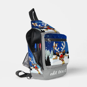 Sac À Bandoulière Mème de Noël drôle de renne qui regarde par-dessus