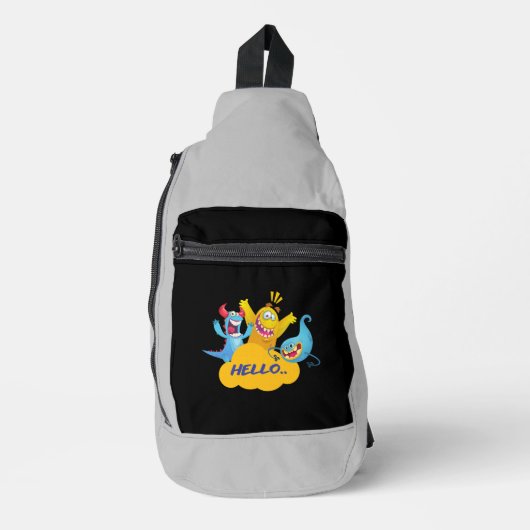 Sac À Bandoulière mignon monstre dit bonjour (Recto)