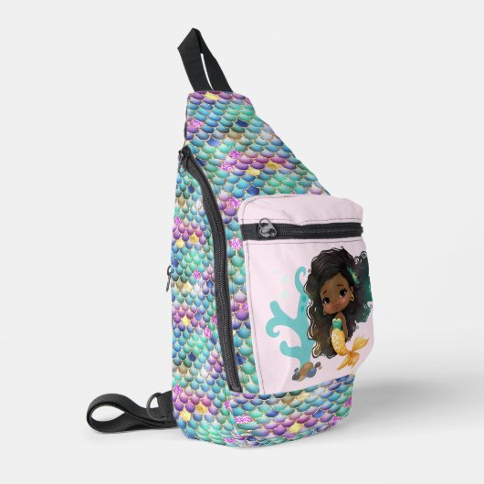 Sac À Bandoulière Mignonnes filles sirène imaginaire ajouter le nom  (Coin gauche)