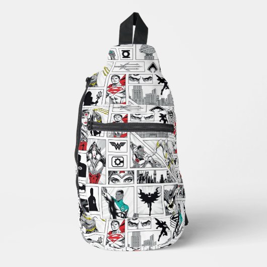 Sac À Bandoulière Modèle de panneau héroïque de la Ligue de justice (Recto)