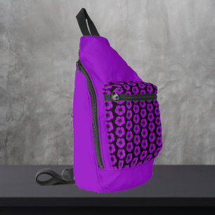 Sac À Bandoulière Modèle floral de géranium violet sur violet