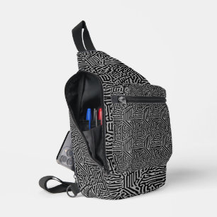 Sac À Bandoulière Moderne Élégant Gris & Noir Classique
