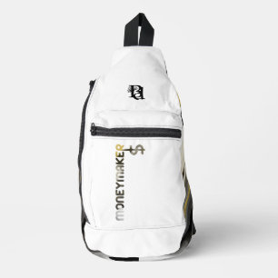 Sac À Bandoulière MONEYMAKER Blanc Sling Tendance Abstraite Noir
