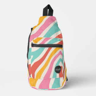 Sac À Bandoulière Monogram Retro Colorful Wavy Stripes