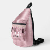 Sac À Bandoulière Monogramme à goutte rose rose chic imprimé (Coin droit)