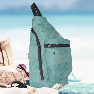 Sac À Bandoulière Monogramme Avion Dark Turquoise Gold Travel