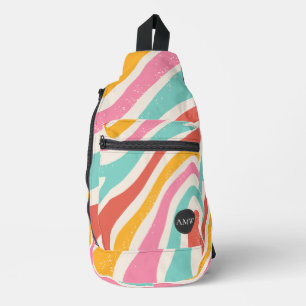 Sac À Bandoulière Monogramme Bandes Ondulées Rétro Colorées