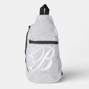Sac À Bandoulière Monogramme blanc désordonné sur gris grunge