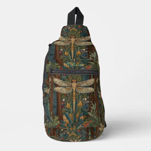 Sac À Bandoulière monogramme de boho de libellule d'art nouveau vint (Recto)