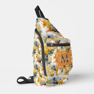 Sac À Bandoulière Monogramme de nom aux tons terre neutres floraux a