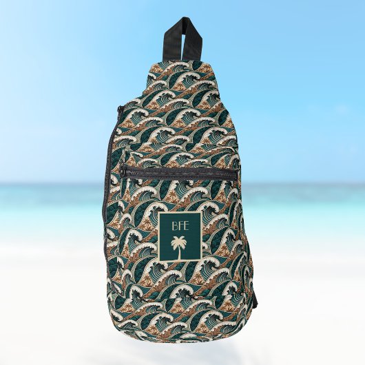 Sac À Bandoulière Monogramme de palmier polynésien Tropical Waves