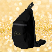 Monogramme d'or noir moderne Hommes Femmes Enfants