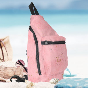 Sac À Bandoulière Monogramme doré minimaliste Saumon Pink Avion