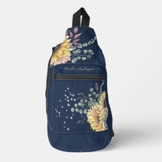 Sac À Bandoulière Monogramme Elégant tournesol rustique Enseignant e