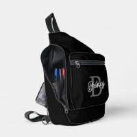 Monogramme moderne élégant Nom noir Gris noir Scri
