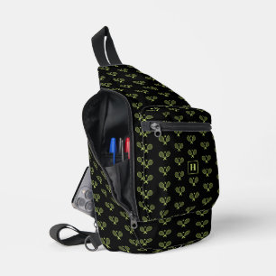 Sac À Bandoulière Monogramme Motif de raquette de tennis vert