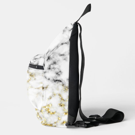 Sac À Bandoulière Monogramme noir blanc marbre or brillant (Droite)