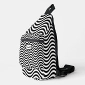 Sac À Bandoulière Monogramme Noir Blanc Wavy Stripes Psychedélique (Coin droit)