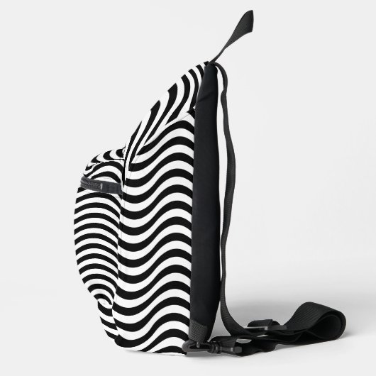 Sac À Bandoulière Monogramme Noir Blanc Wavy Stripes Psychedélique (Droite)