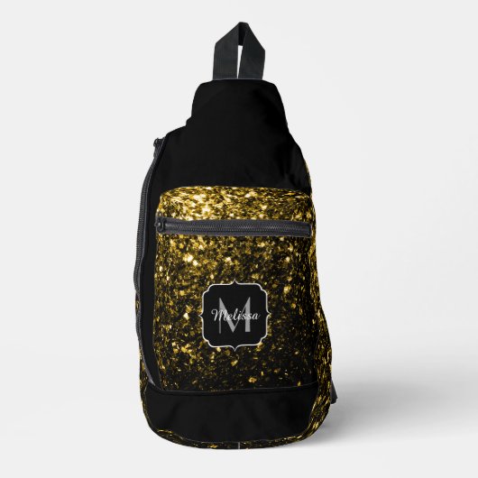 Sac À Bandoulière Monogramme noir brillant de fausse parties scintil (Recto)