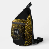 Sac À Bandoulière Monogramme noir brillant de fausse parties scintil (Coin droit)