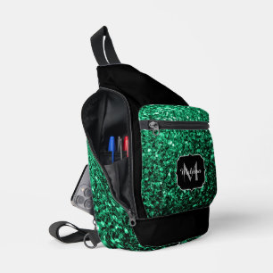 Sac À Bandoulière Monogramme noir émeraude vert fausse parties scint