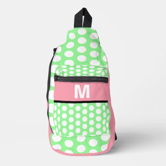 Sac À Bandoulière Monogramme Pastel Pink Mint Green White Dots (Recto)