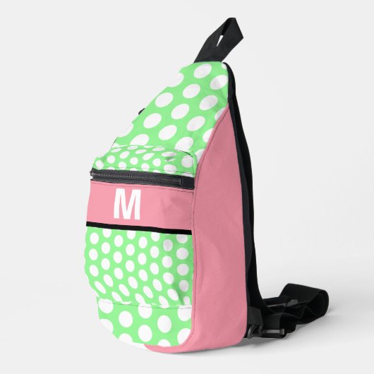Sac À Bandoulière Monogramme Pastel Pink Mint Green White Dots (Coin droit)