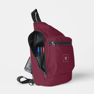 Sac À Bandoulière monogramme personnalisé, bordeaux moderne