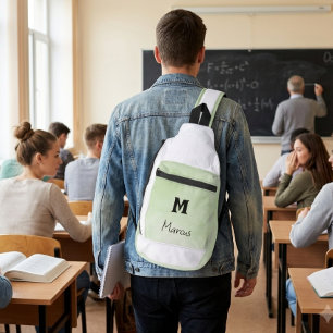 Sac À Bandoulière Monogramme vert sauge personnalisé