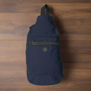 Sac À Bandoulière Monographie initiale en or bleu marine