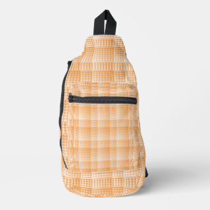 Sac À Bandoulière Motif Abstrait à Damier Orange et Blanc