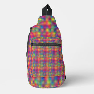 Sac À Bandoulière Motif Abstrait Coloré à Damier