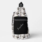 Sac À Bandoulière Motif Abstrait noir, blanc et or (Recto)