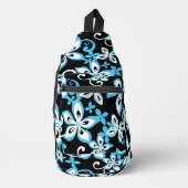 SAC À BANDOULIÈRE MOTIF ALOHA HAWAII EN NOIR/BLEU (Recto)