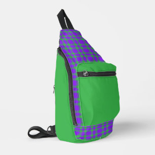 Sac À Bandoulière Motif carreaux vert et violet