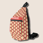 Sac À Bandoulière Motif de bandes Super rétro<br><div class="desc">Cet élégant sac à élingue est doté d'un motif à rayures ondulé rétro et branché, aux couleurs super, et de votre nom sur le devant. Trois compartiments zippés peuvent facilement stocker vos clés, portefeuille, téléphone, appareil photo et bien plus encore. Portez-le comme carrosserie ou sur une épaule, et fixez la...</div>