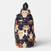 Sac À Bandoulière motif de chat, moderne, monogramme, chat (Recto)