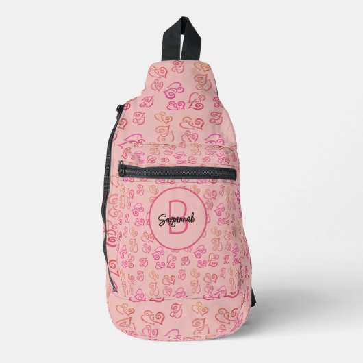 Sac À Bandoulière Motif de coeur lié Arrière - plan et monogramme (Recto)