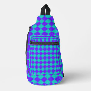 Sac À Bandoulière Motif de diamant de Checker Turquoise violet