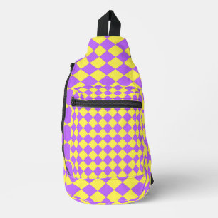 Sac À Bandoulière Motif de diamant jaune pourpre Checker