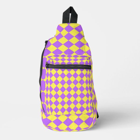 Sac À Bandoulière Motif de diamant jaune pourpre Checker (Recto)